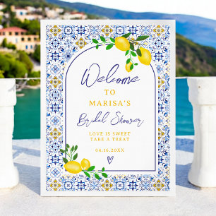 Poster Azulejos azuis italianos cor d'água limão