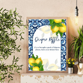 Poster Azulejos azuis limão Símbolo da espingarda do chá 