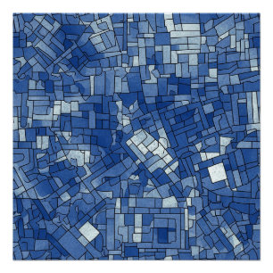 Pôster Azulejos Azuis Semibrilho