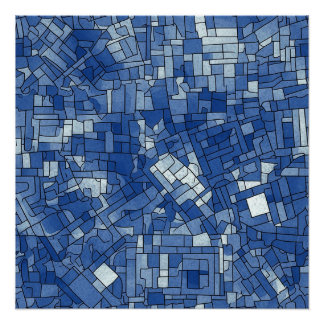 Pôster Azulejos Azuis Semibrilho