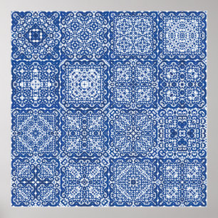 Poster Azulejos azulejo cerâmicos de cor decorativa. Colo