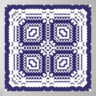 Poster Azulejos azulejo cerâmicos de cor decorativa. Vint