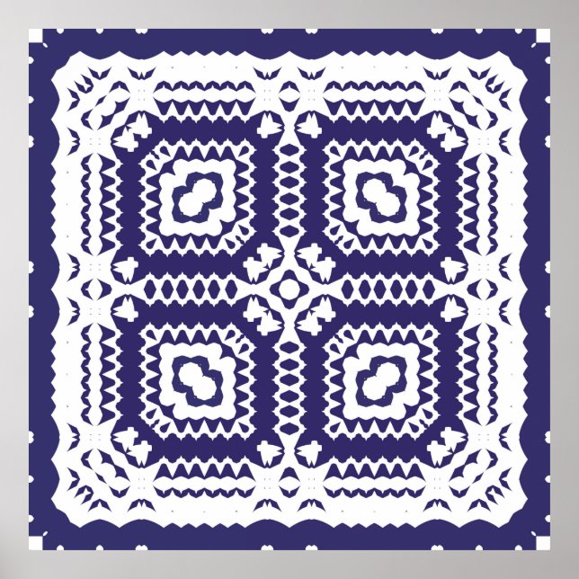 Poster Azulejos azulejo cerâmicos de cor decorativa. Vint (Frente)