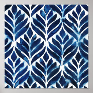 Poster Azulejos Cobalt Watercolor IV