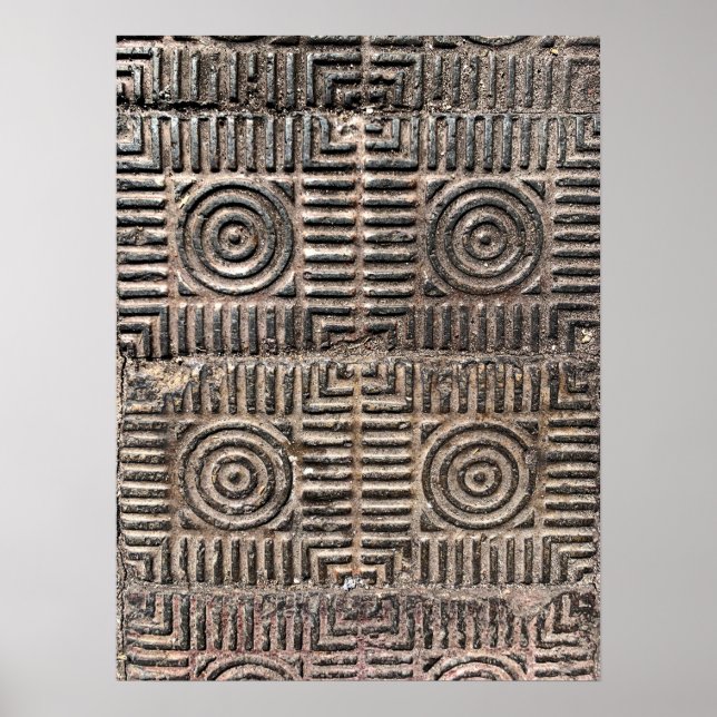 Poster Azulejos de Vintagem Retroativa Padrões de Concret (Frente)