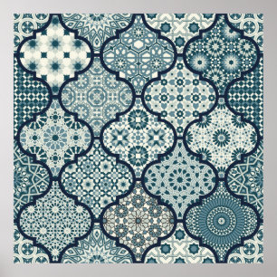 Poster Azulejos decorativos árabes azulejos islâmica de r