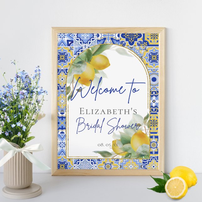 Poster Azulejos Italianos Arrastam Citrus Lemons Bem-vind (Criador carregado)