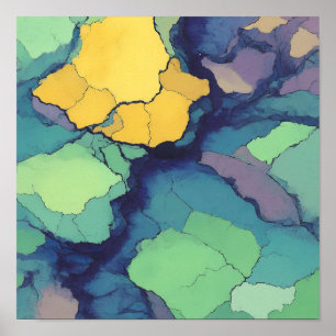 Poster Azulejos Minerais Brilhantes Seamless com Linhas M