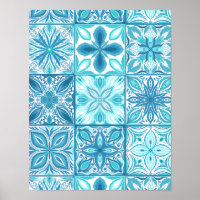 azulejos ornamentados em azul e branco