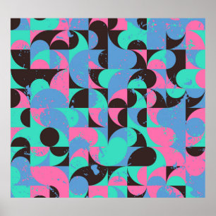 Poster Azulejos Vintage Neon Pink Green