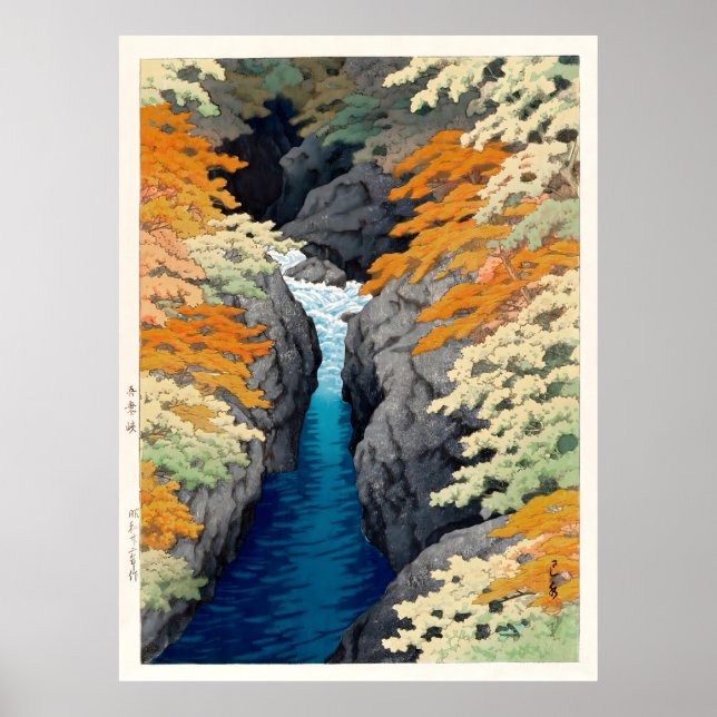 Poster Azuma Gorge Waterfall Hasui Kawase (Frente)