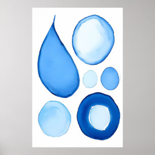 Poster Azure Serene Curves Abstrato