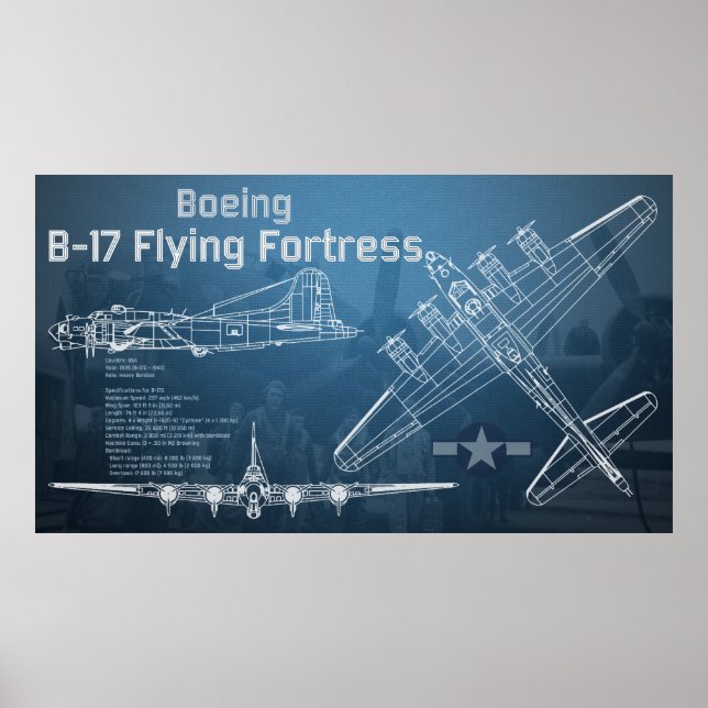 Poster B-17 Fortaleza Blueprint (Frente)