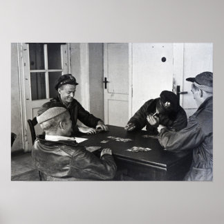 Pôster B-17 Pilotos de bombardeiros jogando cartas