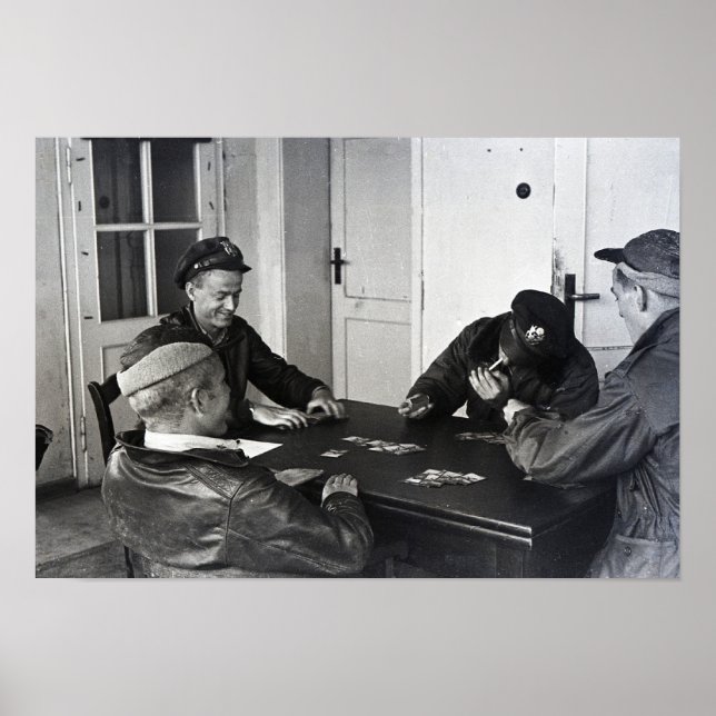 Pôster B-17 Pilotos de bombardeiros jogando cartas (Frente)