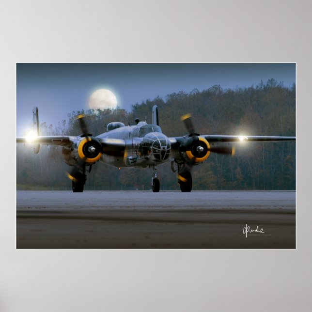 Pôster B-25 Mitchell à Noite (Frente)