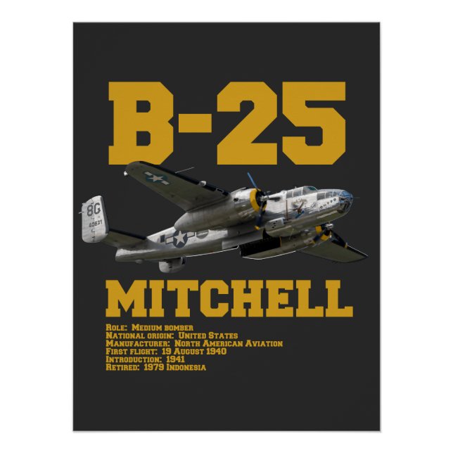 Pôster B-25 Mitchell | WW2 Plane (Frente)