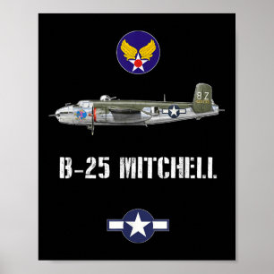 Poster B-25 Mitchell Wwii - Bombardeiro Militar da Força