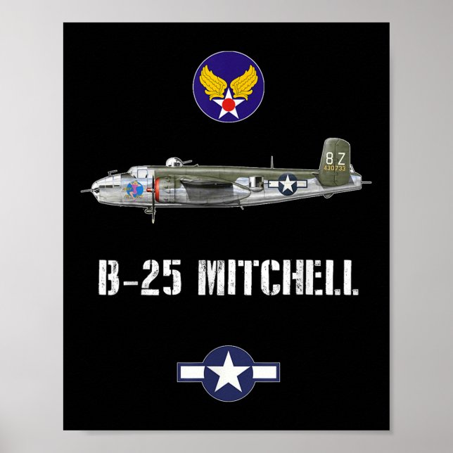 Poster B-25 Mitchell Wwii - Bombardeiro Militar da Força  (Frente)