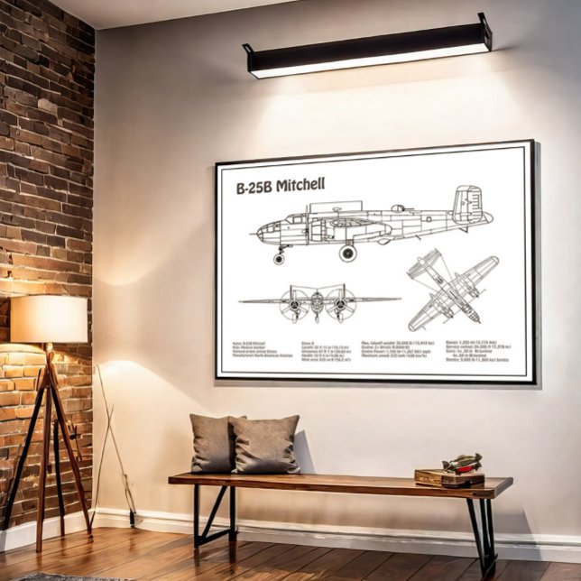 Poster B-25B Mitchell Doolittle - Airplane Blueprint BD (Criador carregado)