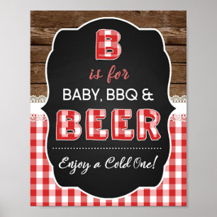 Poster B é para Baby, CHURRASCO & Beer Sign - Red Baby Q