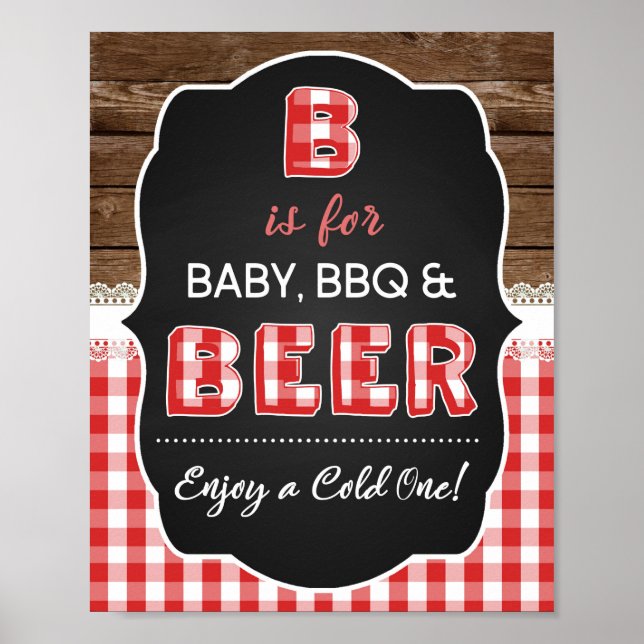 Poster B é para o símbolo de bebê, CHURRASCO e cerveja -  (Frente)
