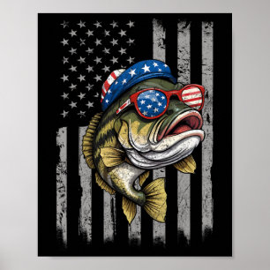 Poster B Fish 4 De Julho Americano Bandeira Patriótica Fi