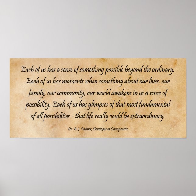 Poster B J Palmer Vida Extraordinária Quiroprática (Frente)