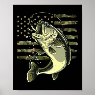 Poster B Pesca De Peixes Usa Bandeira Americana Pesca De