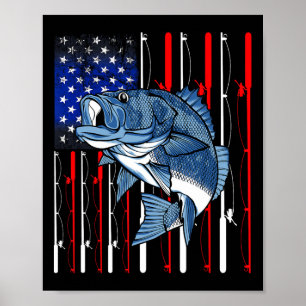 Poster B Pesca Pavilhão Americano Pesca Patriótica