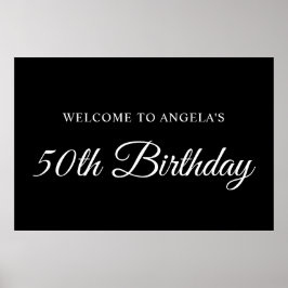 Poster B&W Elegante Script Bem-vindo aos 50 anos de idade