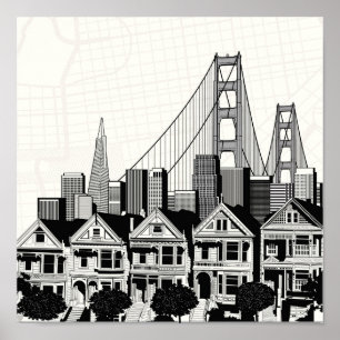 Poster B&W San Francisco Califórnia