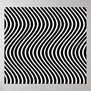 Poster B&W Wavy Lines Optical Illusion Art