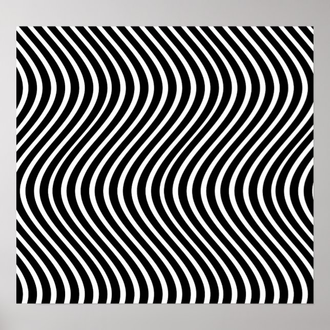 Poster B&W Wavy Lines Optical Illusion Art (Frente)