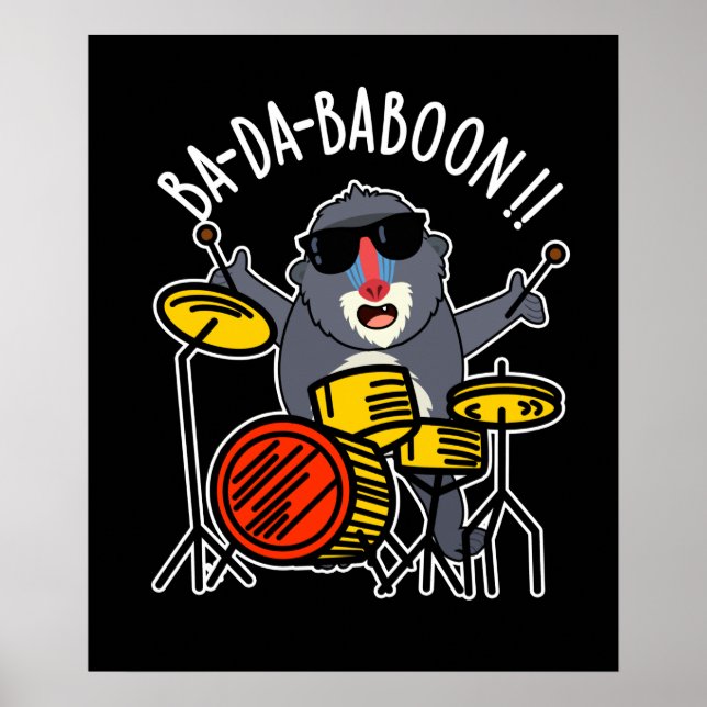 Poster Ba-da-ba-boon Funny Baboon Pun Dark BG (Frente)