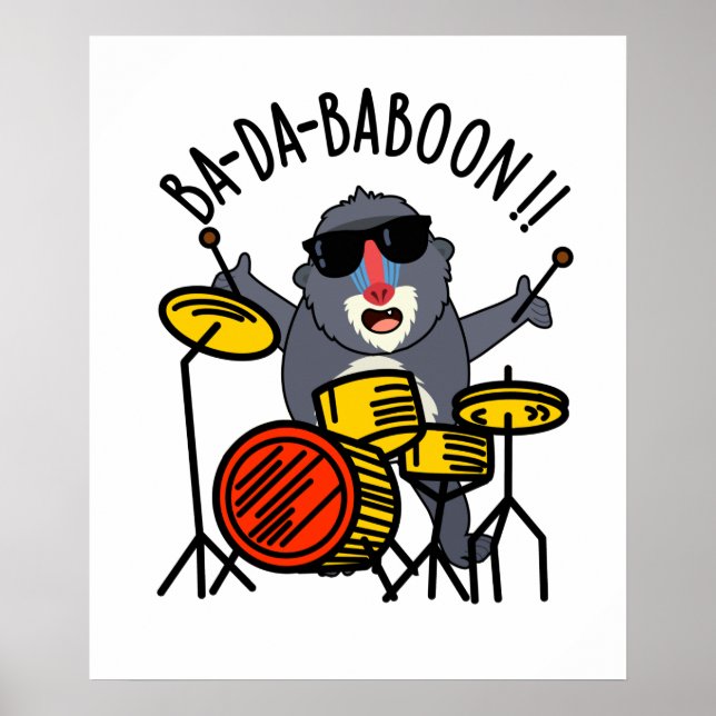 Poster Ba-da-ba-boon Macaco Engraçado Baboon Pun (Frente)