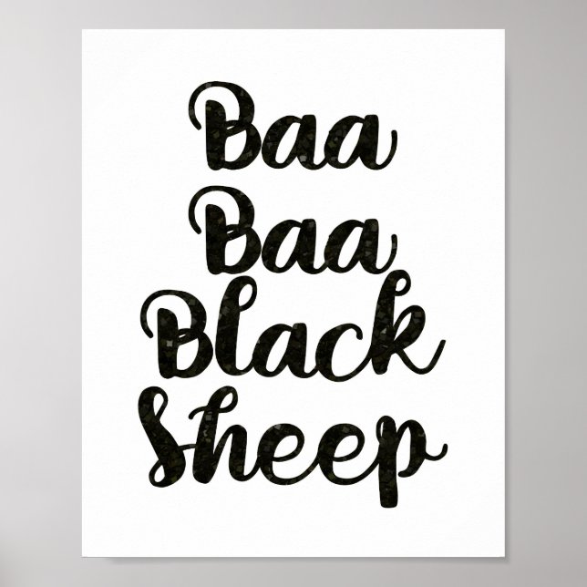 Poster Baa Baa Black Sheep Glitter (Frente)