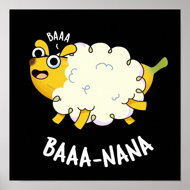 Poster Baa-nana Banana Engraçado Pun Ovelha (Frente)