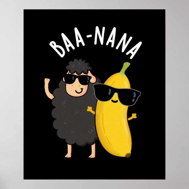 Poster Baa-nana Funny Banana Puns Dark BG (Frente)
