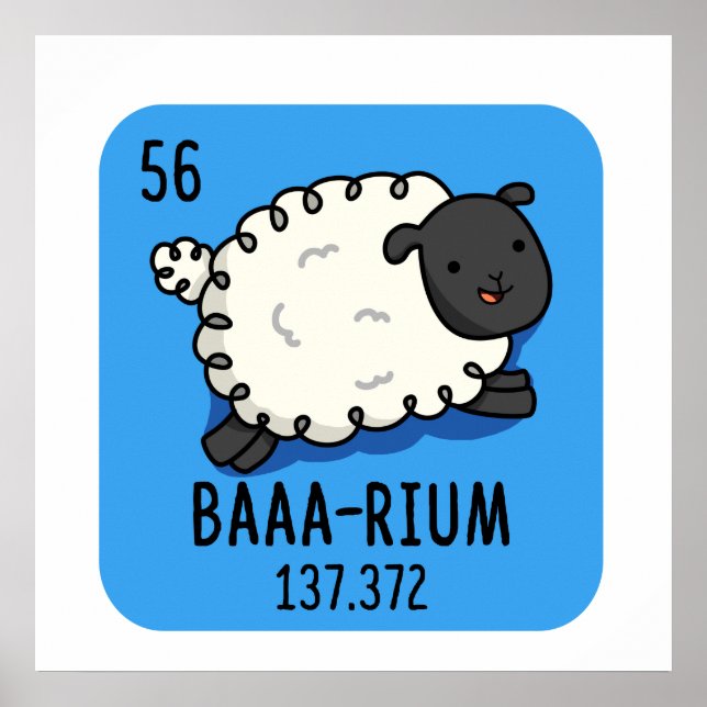 Poster Baa-rium Funny Sheep Chemistry Pun (Frente)