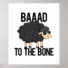 Poster Baaaad Para O Bone Engraçado Pun Ovino Negro