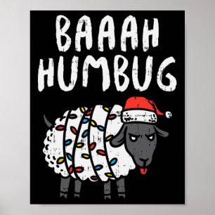 Poster Baaah Humbug Sheep Xmas Diversão de Luzes Anti Nat
