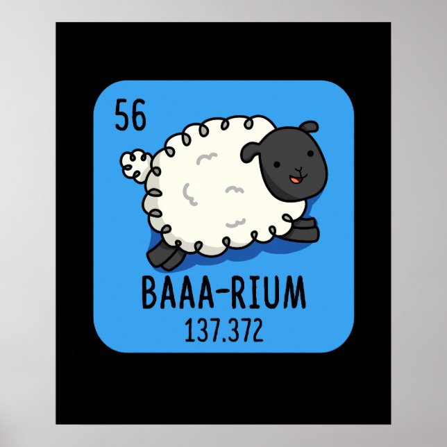 Poster Baarium Funny Sheep Chemistry Pun Dark BG (Frente)