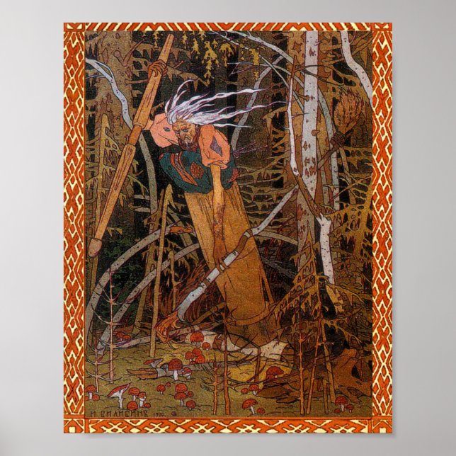Poster Baba Yaga - Vasilisa Belo Por Ivan Bilibin (Frente)
