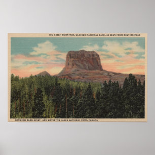 Pôster Babb, MT - View of Big Chief Mountain from Hwy