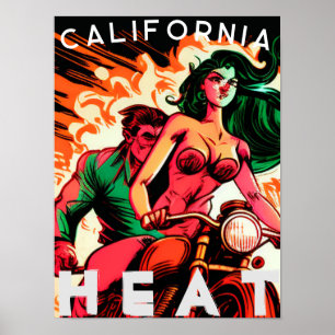 Poster Babe de motocicleta "California Heat"