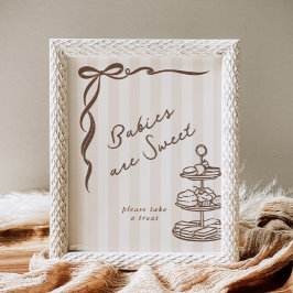 Poster Babies are sweet Bebe Cafe Brown Bow Handdrawn