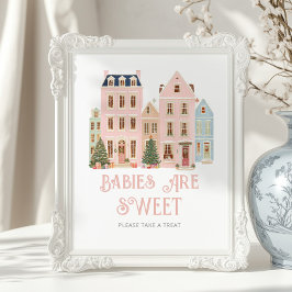 Poster Babies are sweet Christmas Village Baby Shower