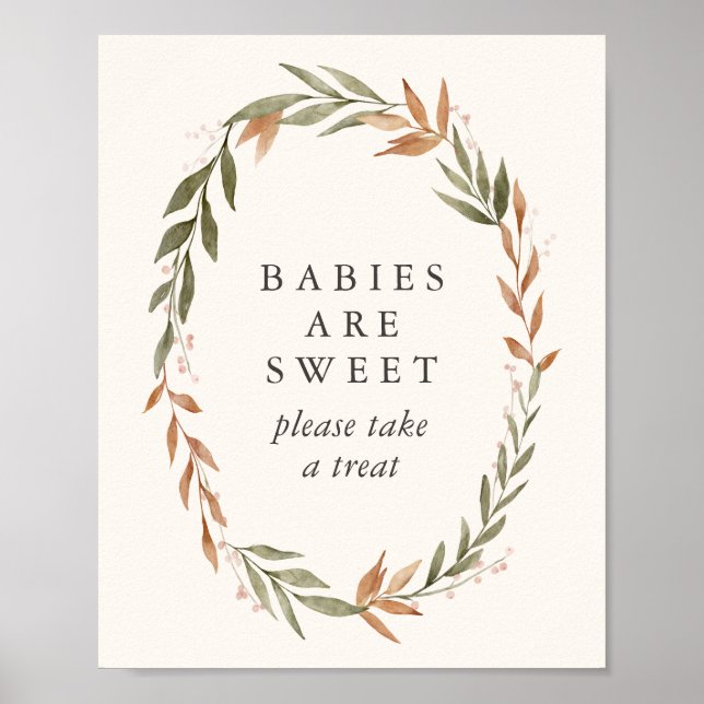 Poster Babies Are Sweet Elegant Fall Wreath Baby Shower (Frente)
