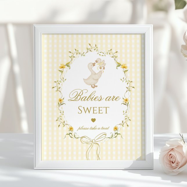 Poster Babies are sweet Silly Goose yellow gingham (Criador carregado)